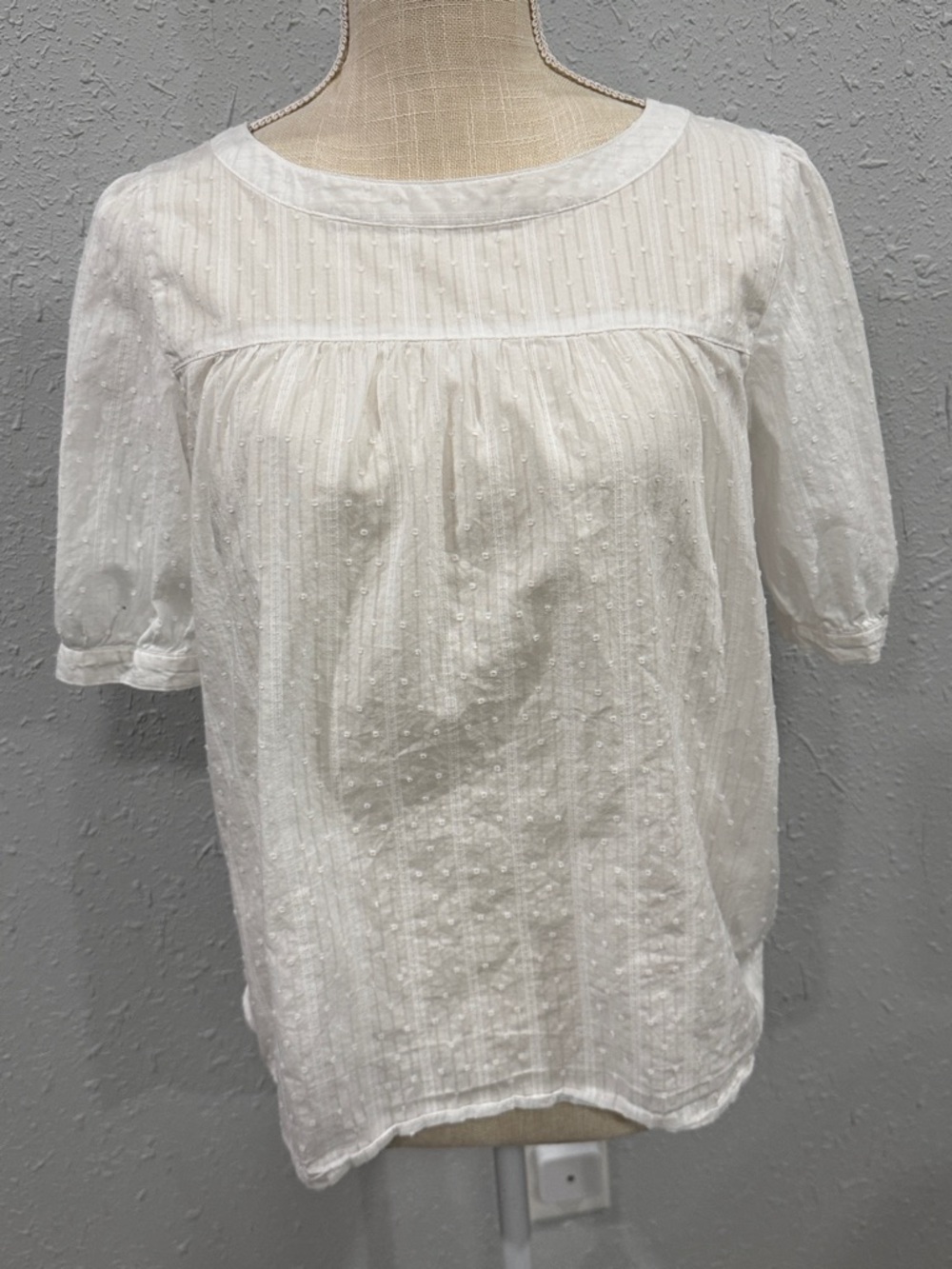 Jane & Delancey White Swiss Dot Peasant Blouse Women’s Size‎ Medium